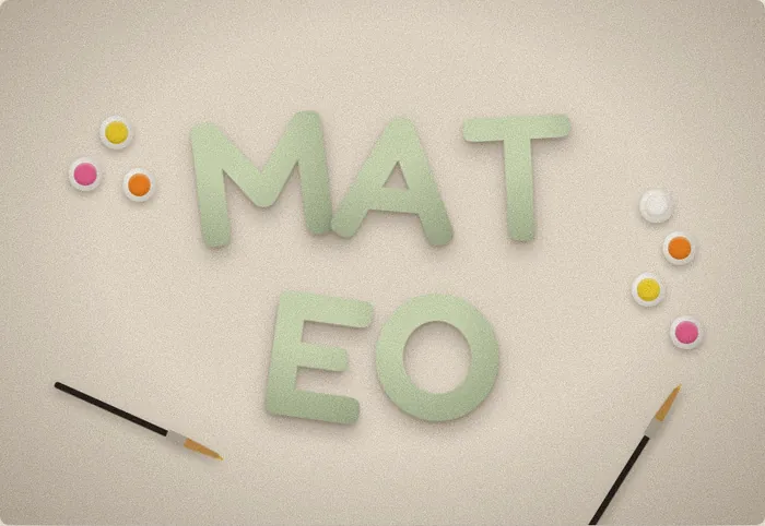 Mateo nursery name sign in sage green hand-cast plaster letters